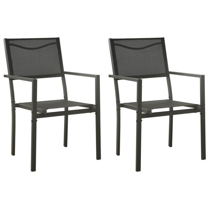Gartenstühle 2 Stk. Textilene und Stahl Schwarz und Anthrazit Gartenstühle 2 Stk. Textilene und Stahl Schwarz und Anthrazit