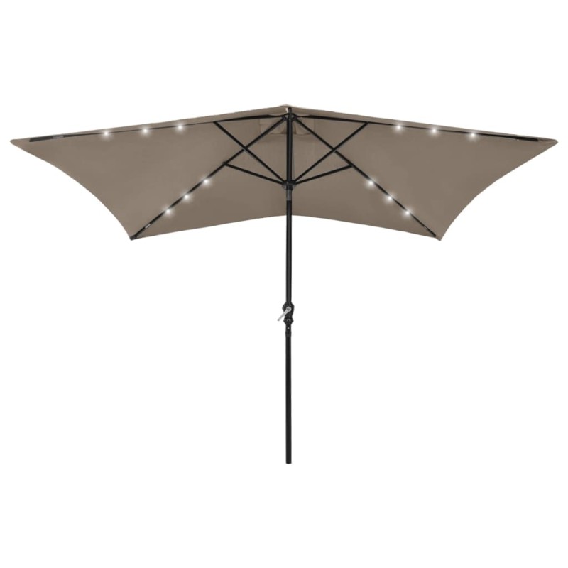 Sonnenschirm mit LEDs und Stahl-Mast Taupe 2x3 m Sonnenschirm mit LEDs und Stahl-Mast Taupe 2x3 m