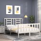 vidaXL Massivholzbett mit Kopfteil Weiß 140x190 cm vidaXL Massivholzbett mit Kopfteil Weiß 140x190 cm