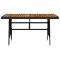 Gartentisch Schwarz 130x70x72cm Poly Rattan & Massivholz Akazie Gartentisch Schwarz 130x70x72cm Poly Rattan & Massivholz Akazie