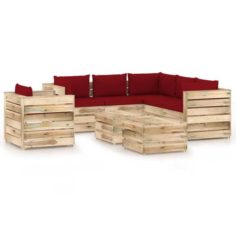vidaXL 8-tlg. Garten-Lounge-Set mit Kissen Grün Imprägniertes Holz vidaXL 8-tlg. Garten-Lounge-Set mit Kissen Grün Imprägniertes Holz