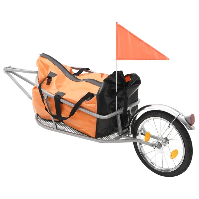 Gepäck-Fahrradanhänger mit Tasche Orange und Schwarz Gepäck-Fahrradanhänger mit Tasche Orange und Schwarz