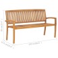 Stapelbare 3-Sitzer Gartenbank 159 cm Massivholz Teak Stapelbare 3-Sitzer Gartenbank 159 cm Massivholz Teak