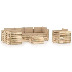 7-tlg. Garten-Lounge-Set mit Kissen Grün Imprägniertes Holz