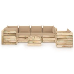 7-tlg. Garten-Lounge-Set mit Kissen Grün Imprägniertes Holz