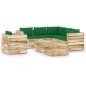 8-tlg. Garten-Lounge-Set mit Kissen Grün Imprägniertes Holz 8-tlg. Garten-Lounge-Set mit Kissen Grün Imprägniertes Holz