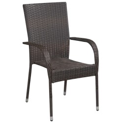 vidaXL Stapelbare Gartenstühle 6 Stk. Poly Rattan Braun