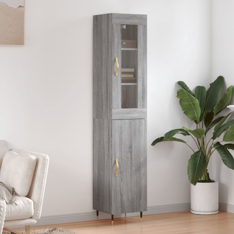 Highboard Grau Sonoma 34,5x34x180 cm Holzwerkstoff Highboard Grau Sonoma 34,5x34x180 cm Holzwerkstoff
