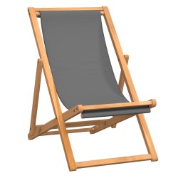 Strandstuhl Klappbar Massivholz Teak Grau