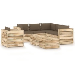 8-tlg. Garten-Lounge-Set mit Kissen Grün Imprägniertes Holz