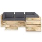 6-tlg. Garten-Lounge-Set mit Kissen Grün Imprägniertes Holz 6-tlg. Garten-Lounge-Set mit Kissen Grün Imprägniertes Holz