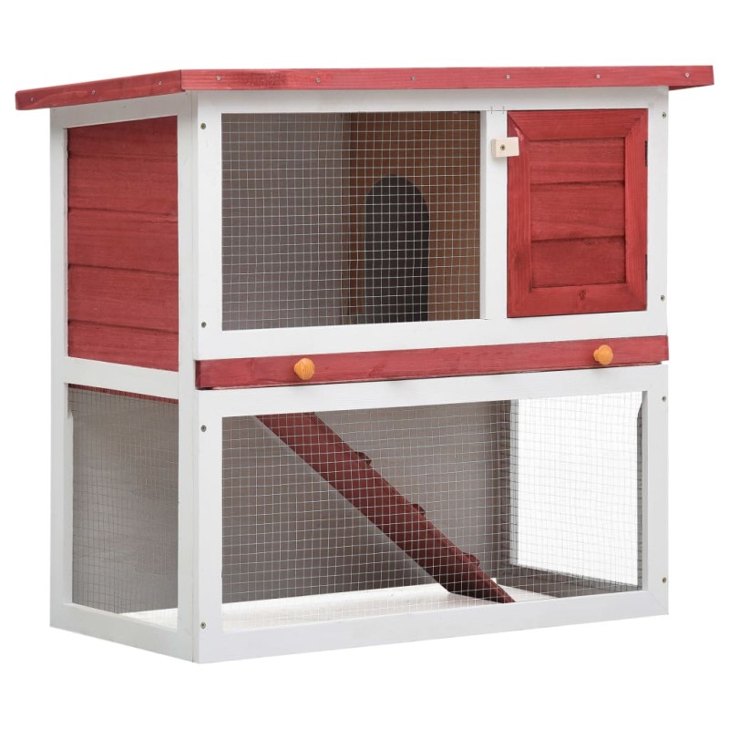 Kaninchenstall 1 Tür Rot Holz Kaninchenstall 1 Tür Rot Holz