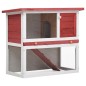 Kaninchenstall 1 Tür Rot Holz Kaninchenstall 1 Tür Rot Holz