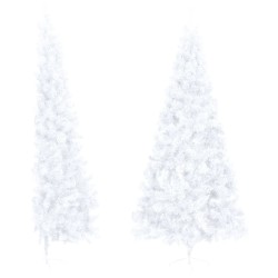 Künstlicher Halber Weihnachtsbaum mit Ständer Weiß 240 cm PVC