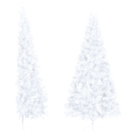 Künstlicher Halber Weihnachtsbaum mit Ständer Weiß 240 cm PVC