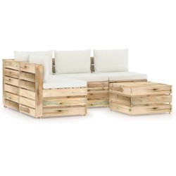 5-tlg. Garten-Lounge-Set mit Kissen Grün Imprägniertes Holz
