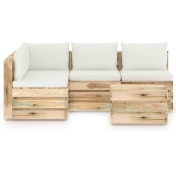 5-tlg. Garten-Lounge-Set mit Kissen Grün Imprägniertes Holz