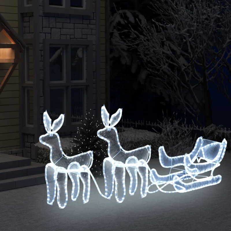Weihnachtsbeleuchtung 2 Rentiere und Schlitten Mesh 648 LEDs Weihnachtsbeleuchtung 2 Rentiere und Schlitten Mesh 648 LEDs