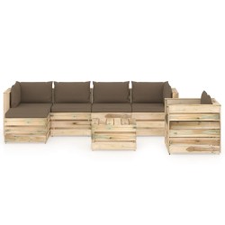 7-tlg. Garten-Lounge-Set mit Kissen Grün Imprägniertes Holz
