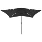 Sonnenschirm mit LEDs und Stahl-Mast Schwarz 2x3 m Sonnenschirm mit LEDs und Stahl-Mast Schwarz 2x3 m