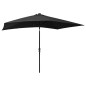 Sonnenschirm mit LEDs und Stahl-Mast Schwarz 2x3 m Sonnenschirm mit LEDs und Stahl-Mast Schwarz 2x3 m