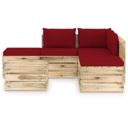 6-tlg. Garten-Lounge-Set mit Kissen Grün Imprägniertes Holz