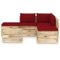 6-tlg. Garten-Lounge-Set mit Kissen Grün Imprägniertes Holz 6-tlg. Garten-Lounge-Set mit Kissen Grün Imprägniertes Holz