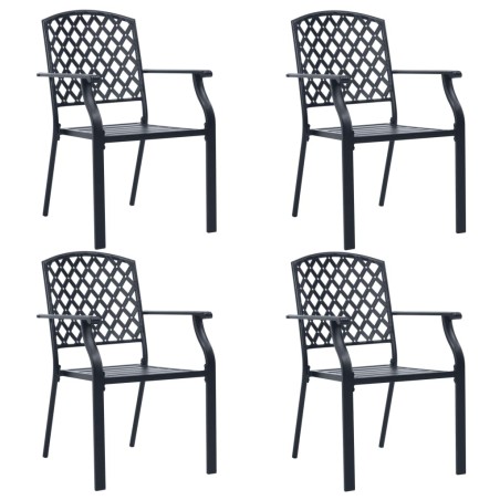 Gartenstühle 4 Stk. Mesh-Design Stahl Schwarz