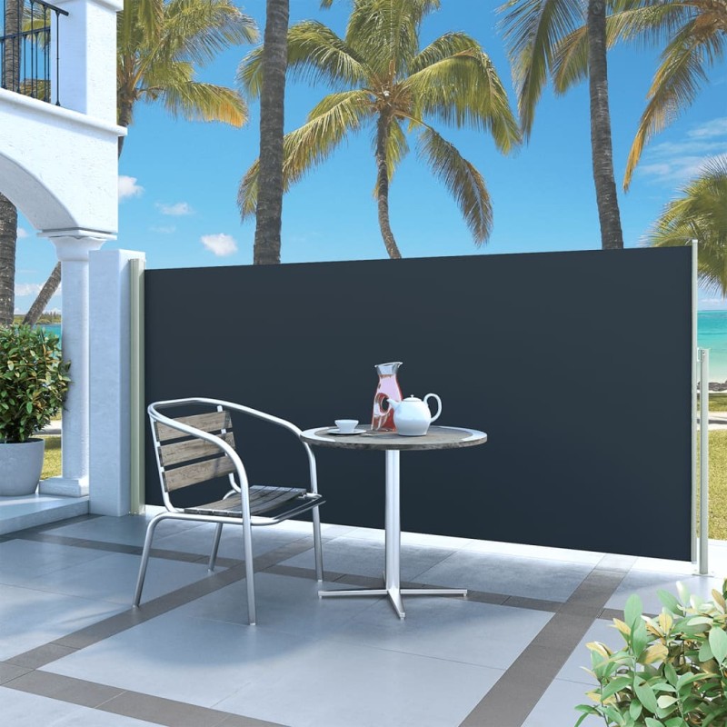 vidaXL Ausziehbare Seitenmarkise 140x300 cm Schwarz vidaXL Ausziehbare Seitenmarkise 140x300 cm Schwarz