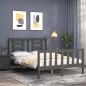 Massivholzbett mit Kopfteil Grau 140x190 cm Massivholzbett mit Kopfteil Grau 140x190 cm
