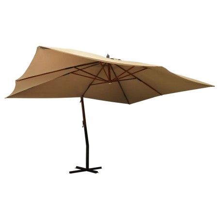 Ampelschirm mit Holzmast 400x300 cm Taupe