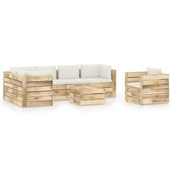 7-tlg. Garten-Lounge-Set mit Kissen Grün Imprägniertes Holz