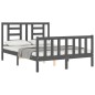 Massivholzbett mit Kopfteil Grau 140x190 cm Massivholzbett mit Kopfteil Grau 140x190 cm