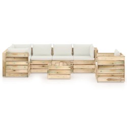 7-tlg. Garten-Lounge-Set mit Kissen Grün Imprägniertes Holz