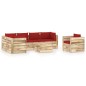 7-tlg. Garten-Lounge-Set mit Kissen Grün Imprägniertes Holz 7-tlg. Garten-Lounge-Set mit Kissen Grün Imprägniertes Holz