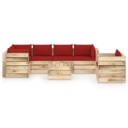 7-tlg. Garten-Lounge-Set mit Kissen Grün Imprägniertes Holz