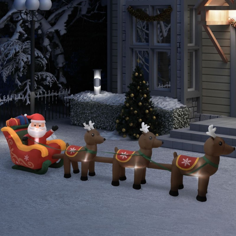 Aufblasbarer Weihnachtsmann mit Rentieren LED 490 cm Aufblasbarer Weihnachtsmann mit Rentieren LED 490 cm