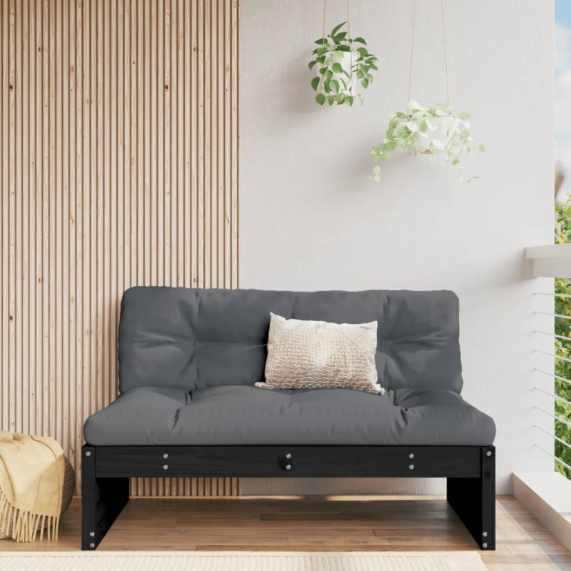 Mittelsofa Schwarz 120x80 cm Massivholz Kiefer Mittelsofa Schwarz 120x80 cm Massivholz Kiefer