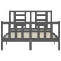 Massivholzbett mit Kopfteil Grau 140x190 cm Massivholzbett mit Kopfteil Grau 140x190 cm