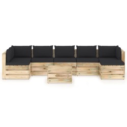 8-tlg. Garten-Lounge-Set mit Kissen Grün Imprägniertes Holz