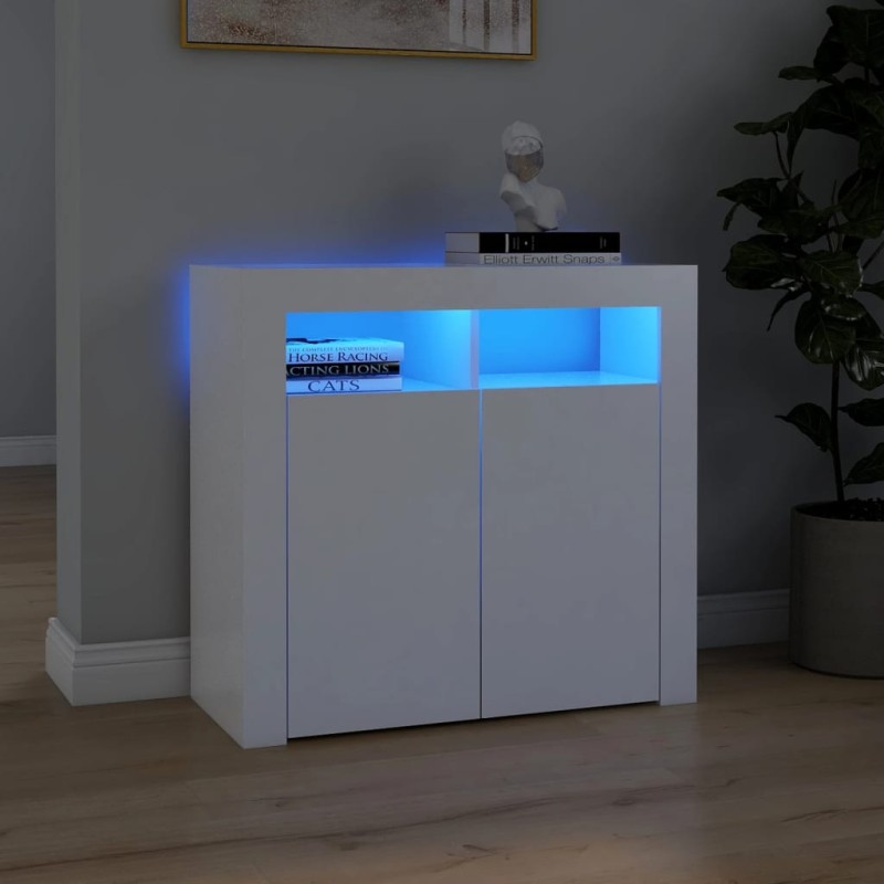 vidaXL Sideboard mit LED-Leuchten Weiß 80x35x75 cm vidaXL Sideboard mit LED-Leuchten Weiß 80x35x75 cm