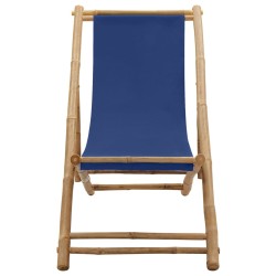 vidaXL Liegestuhl Bambus und Canvas Marineblau
