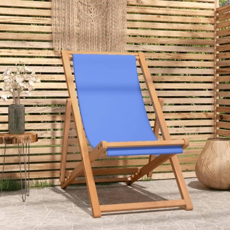 vidaXL Liegestuhl Teak 56x105x96 cm Blau