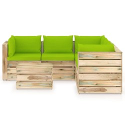6-tlg. Garten-Lounge-Set mit Kissen Grün Imprägniertes Holz