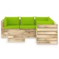 6-tlg. Garten-Lounge-Set mit Kissen Grün Imprägniertes Holz 6-tlg. Garten-Lounge-Set mit Kissen Grün Imprägniertes Holz