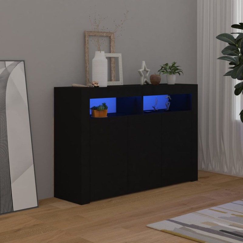 Sideboard mit LED-Leuchten Schwarz 115,5x30x75 cm Sideboard mit LED-Leuchten Schwarz 115,5x30x75 cm