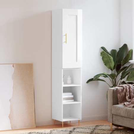 Highboard Hochglanz-Weiß 34,5x34x180 cm Holzwerkstoff