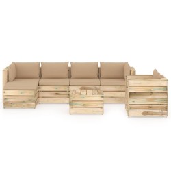 7-tlg. Garten-Lounge-Set mit Kissen Grün Imprägniertes Holz