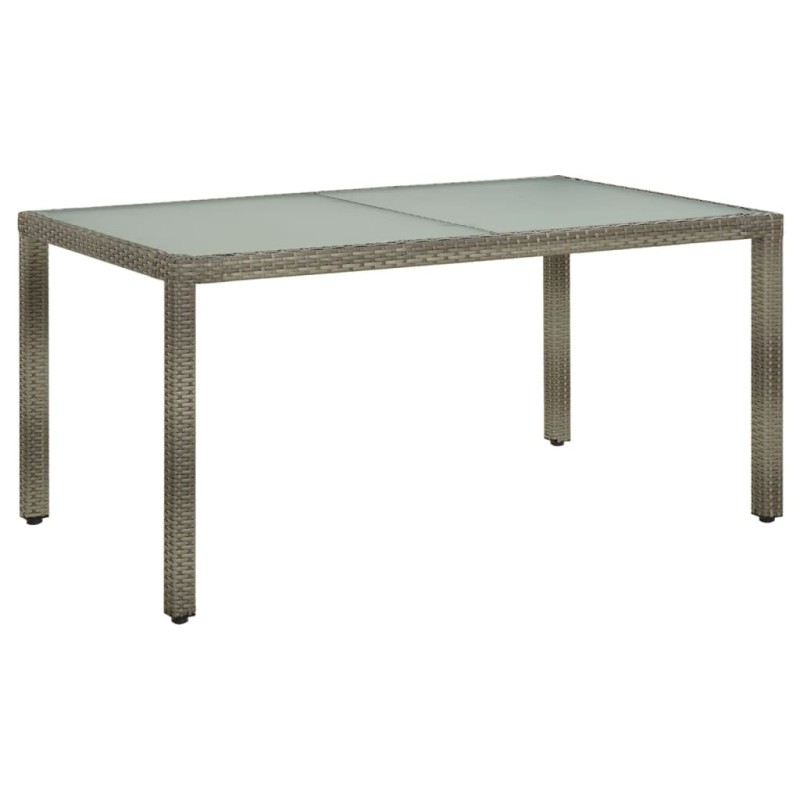 Gartentisch 150x90x75 cm Hartglas und Poly Rattan Grau Gartentisch 150x90x75 cm Hartglas und Poly Rattan Grau