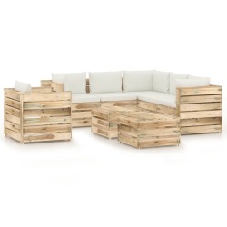 8-tlg. Garten-Lounge-Set mit Kissen Grün Imprägniertes Holz